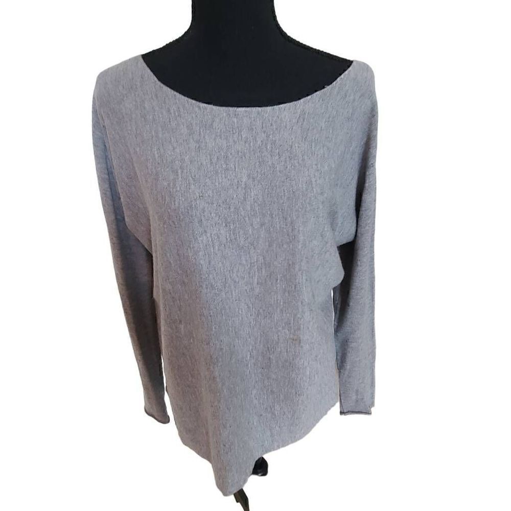 Vince Womens Pullover Wool Sweater Scoop Neck High Low Gray Size Small
